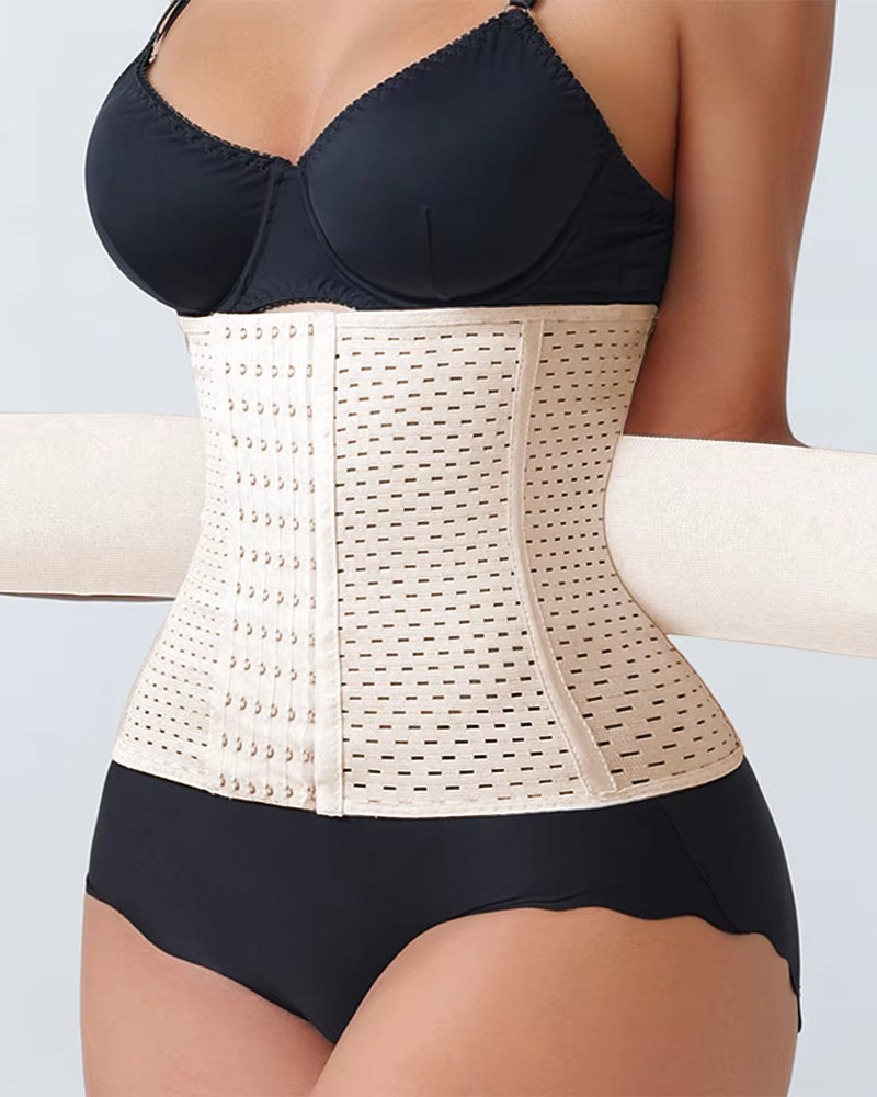 New Adjustable Waist Trainer for Women Double Belts Neoprene Corset with Zipper Workout Cincher for Tummy Control & Back Support