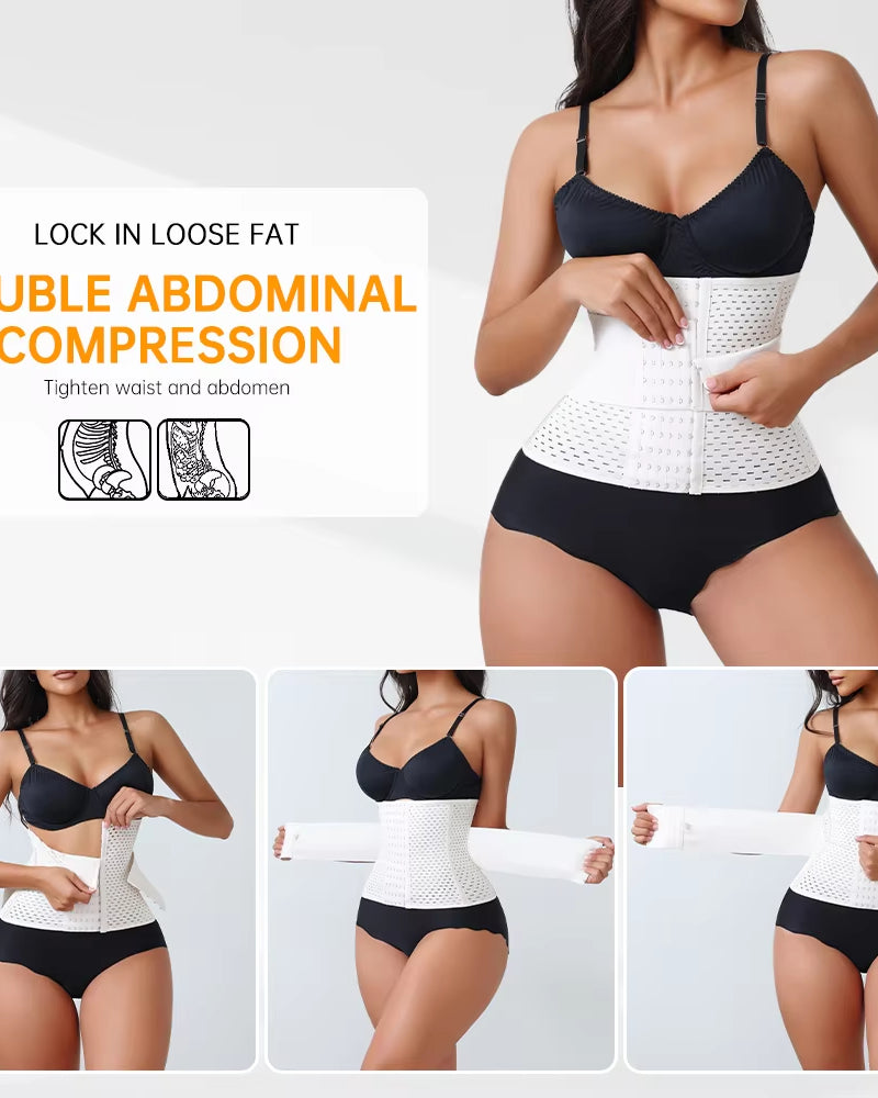 New Adjustable Waist Trainer for Women Double Belts Neoprene Corset with Zipper Workout Cincher for Tummy Control & Back Support