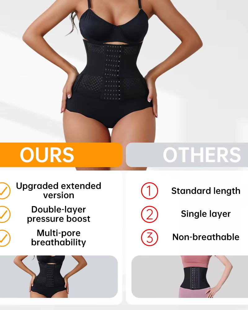 New Adjustable Waist Trainer for Women Double Belts Neoprene Corset with Zipper Workout Cincher for Tummy Control & Back Support