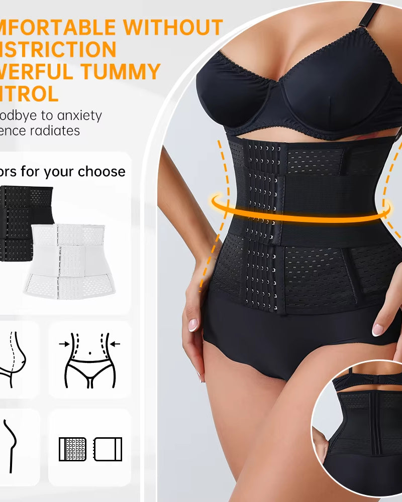 New Adjustable Waist Trainer for Women Double Belts Neoprene Corset with Zipper Workout Cincher for Tummy Control & Back Support